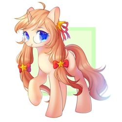 Size: 2000x2000 | Tagged: safe, artist:leafywind, oc, oc only, oc:xialuo, pony, unicorn, abstract background, bow, cute, female, glasses, hair bow, high res, looking at you, mare, smiling, solo, starry eyes, wingding eyes