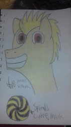 Size: 3264x1836 | Tagged: safe, artist:seabridge drive, oc, oc only, oc:spiral, pony, grin, looking at you, smiling, solo, traditional art