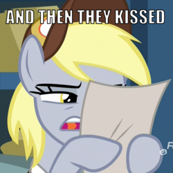 Size: 1025x1024 | Tagged: safe, edit, edited screencap, screencap, derpy hooves, pony, g4, my little pony best gift ever, caption, cropped, female, image macro, meme, reaction image, shipping, solo, text