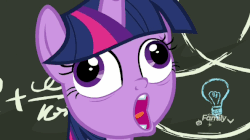 Size: 656x368 | Tagged: safe, screencap, twilight sparkle, alicorn, pony, g4, my little pony best gift ever, animated, chalkboard, faic, female, food, gif, hearth's warming eve, meme, pudding, pudding face, solo, special eyes, twilight snapple, twilight sparkle (alicorn), wat