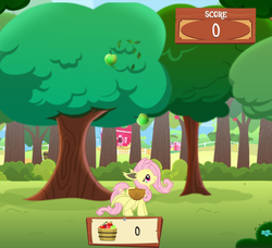 Size: 1314x1200 | Tagged: safe, gameloft, fluttershy, bat pony, pony, g4, apple, bat ponified, cute, female, flutterbat, food, race swap, shyabates, shyabetes, solo, sweet apple acres, tree