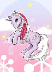 Size: 471x650 | Tagged: safe, artist:whitenenufar, powder, pony, unicorn, g1, female, obtrusive watermark, solo, watermark