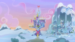 Size: 1920x1080 | Tagged: safe, screencap, g4, my little pony best gift ever, background, building, mostly cloudy, no pony, ponyville, scenery, school of friendship