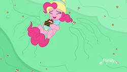 Size: 1920x1080 | Tagged: safe, screencap, pinkie pie, earth pony, pony, g4, my little pony best gift ever, candy, candy cane, clothes, cookie, discovery family logo, falling, female, food, happy, hat, mare, present, pudding, puddinghead's pudding, scarf, self sacrifice, smiling, tentacles, winter outfit