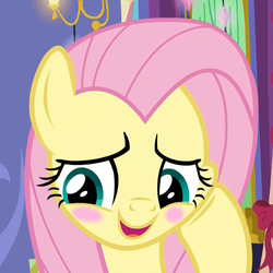 Size: 1079x1078 | Tagged: safe, screencap, fluttershy, pegasus, pony, best gift ever, g4, adorable face, blushing, cropped, cute, daaaaaaaaaaaw, embarrassed, female, hnnng, looking down, mare, shyabetes, smiling, solo