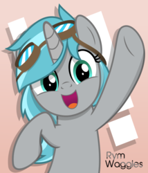 Size: 600x701 | Tagged: safe, artist:jhayarr23, oc, oc only, oc:rym, pony, cute, goggles, show accurate, solo, waving