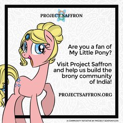 Size: 2000x2000 | Tagged: safe, artist:emositecc, oc, oc only, oc:saffron showers, pony, project seaponycon, advertisement, bow, gem, high res, india, it begins, jewelry, nation ponies, ponified, project saffron, solo, tail bow