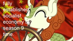 Size: 1280x720 | Tagged: safe, autumn blaze, kirin, g4, season 9, sounds of silence, china, communism, female, socialism, socialism with chinease characteristics, solo, text, wat