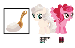 Size: 713x465 | Tagged: dead source, safe, artist:awoomarblesoda, oc, oc only, oc:cloud cake, oc:strawberry coating, alicorn, pegasus, pony, base used, offspring, parent:pound cake, parent:princess skyla, reference sheet, simple background, transparent background