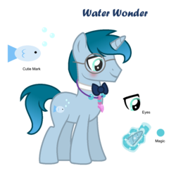 Size: 1023x1006 | Tagged: safe, artist:darbypop1, oc, oc only, oc:water wonder, pony, unicorn, bowtie, glasses, male, simple background, solo, stallion, transparent background