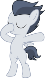 Size: 5517x9427 | Tagged: safe, artist:sinkbon, rumble, pegasus, pony, g4, absurd resolution, bipedal, colt, cute, dab, eyes closed, male, rumblebetes, simple background, solo, standing, transparent background, vector