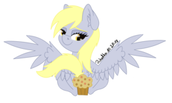Size: 2158x1293 | Tagged: safe, artist:puchalka, derpy hooves, pony, g4, bedroom eyes, censored, female, food, looking at you, looking back, muffin, raised tail, simple background, sitting, solo, spread wings, squint, tail, transparent background, vector, wings