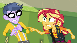 Size: 1720x960 | Tagged: safe, screencap, micro chips, sunset shimmer, equestria girls, equestria girls specials, g4, my little pony equestria girls: better together, my little pony equestria girls: forgotten friendship, angry, cropped