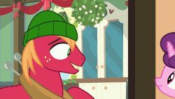 Size: 1920x1080 | Tagged: safe, screencap, big macintosh, marble pie, sugar belle, earth pony, pony, g4, my little pony best gift ever, animated, crying, female, floppy ears, forehead kiss, gif, hat, heartbreak, heartbroken marble, implied cousin incest, kissing, male, mare, mistletoe, nuzzling, possible cousin incest, possibly cousins, ship sinking, ship:sugarmac, shipping, shipping denied, side chick, stallion, straight, tearjerker