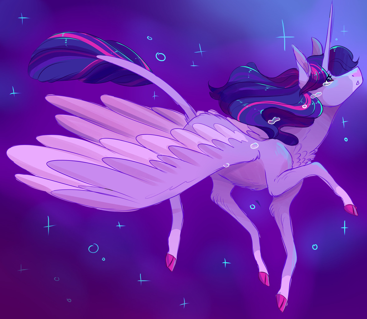 cloven hooves, crying, female, mare, solo, spread wings, twilight sparkle (alicorn...