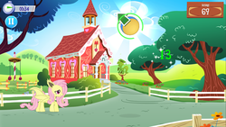 Size: 1280x720 | Tagged: safe, gameloft, fluttershy, bat pony, g4, ball, bat ponified, cute, flutterbat, game, race swap, shyabates, shyabetes, tree