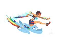 Size: 3508x2480 | Tagged: safe, artist:lycaania, artist:lycania, artist:lycania29, rainbow dash, human, pony, g4, game, high res, overwatch, running, tracer