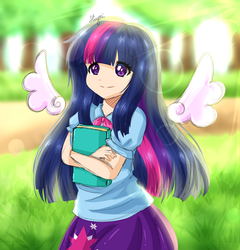Size: 2500x2600 | Tagged: safe, artist:kawurin, twilight sparkle, alicorn, human, equestria girls, g4, clothes, cute, female, floating wings, high res, humanized, solo, twiabetes, twilight sparkle (alicorn)