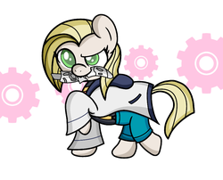 Size: 919x743 | Tagged: safe, artist:akakun, artist:akakunda, doctor whooves, time turner, earth pony, pony, g4, doctor who, female, gears, jodie whittaker, male, mare, ponified, simple background, solo, sonic screwdriver, the doctor, thirteenth doctor