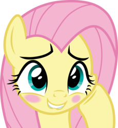 Size: 3000x3260 | Tagged: safe, artist:cloudy glow, fluttershy, pony, g4, my little pony best gift ever, blushing, bust, cute, female, high res, hoof on cheek, mare, portrait, shyabetes, simple background, smiling, solo, transparent background, vector