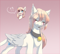 Size: 2776x2500 | Tagged: safe, artist:tigra0118, oc, oc only, pegasus, pony, bell, bell collar, collar, eyes closed, female, heterochromia, high res