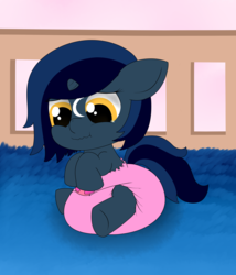 Size: 3000x3500 | Tagged: safe, artist:anonymilk, oc, oc only, oc:yinsho dawn, pony, unicorn, baby, baby pony, carpet, cute, diaper, female, filly, foal, high res, poofy diaper