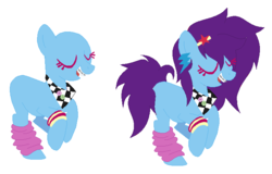 Size: 697x445 | Tagged: safe, artist:space--paws0w0, oc, oc only, oc:flashdance (ice1517), earth pony, pony, arm band, bandana, braces, ear piercing, earring, eyes closed, female, hairpin, jewelry, leg warmers, mare, open mouth, piercing, raised hoof, simple background, solo, white background