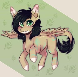 Size: 1440x1418 | Tagged: safe, artist:your-fella-bella, oc, oc only, oc:rune, pegasus, pony, female, flying, green eyes, looking at you, mare, solo