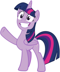 Size: 8249x9856 | Tagged: safe, artist:famousmari5, twilight sparkle, alicorn, pony, g4, my little pony best gift ever, absurd resolution, female, mare, raised hoof, simple background, smiling, solo, transparent background, twilight sparkle (alicorn), underhoof, vector