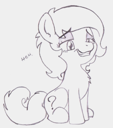 Size: 700x792 | Tagged: safe, artist:lockhe4rt, oc, oc only, oc:filly anon, pony, female, filly, heh, monochrome, pencil drawing, smiling, solo, traditional art