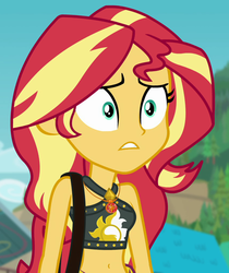 Size: 852x1012 | Tagged: safe, screencap, sunset shimmer, equestria girls, equestria girls specials, g4, my little pony equestria girls: better together, my little pony equestria girls: forgotten friendship, belly button, cropped, female, geode of empathy, magical geodes, midriff, solo, summer sunset
