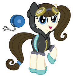 Size: 2000x2000 | Tagged: safe, anonymous artist, oc, oc:dizzy strings, earth pony, pony, dangerous mission outfit, female, goggles, high res, show accurate, smiling, vector, yo-yo