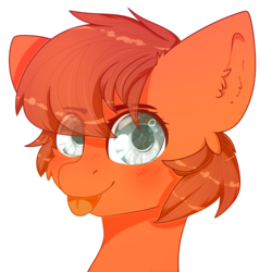 Size: 2000x2000 | Tagged: safe, artist:etoz, oc, oc only, blushing, bust, female, high res, mare, simple background, smiling, tongue out, transparent background, ych result