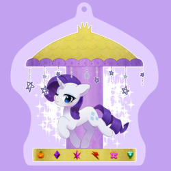 Size: 878x878 | Tagged: safe, artist:ayahana, rarity, pony, unicorn, g4, carousel, female, looking at you, mare, merry-go-round, one eye closed, raised hoof, solo, wink