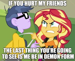 Size: 614x500 | Tagged: safe, edit, edited screencap, screencap, micro chips, sunset shimmer, equestria girls, equestria girls specials, g4, my little pony equestria girls: better together, my little pony equestria girls: forgotten friendship, angry, dialogue, female, male