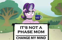 Size: 1024x662 | Tagged: safe, artist:aleximusprime, edit, starlight glimmer, pony, unicorn, g4, blatant lies, change my mind, coffee mug, crossing the memes, female, goth, i mean i see, it's not a phase, mare, meme, mug, solo