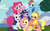 Size: 864x540 | Tagged: safe, edit, applejack, fluttershy, pinkie pie, rainbow dash, rarity, twilight sparkle, g4, my little pony best gift ever, my little pony: friendship is magic, face swap, faic, mane six, mane six opening poses, pudding face