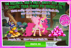 Size: 1025x689 | Tagged: safe, gameloft, idw, pinkie pie, alicorn, pony, g4, spoiler:comic, spoiler:comic57, 20%, advertisement, alicornified, costs real money, gem, halloween, holiday, idw showified, introduction card, pinkiecorn, princess of chaos, princess pinkie pie, race swap, sale, why gameloft why, xk-class end-of-the-world scenario