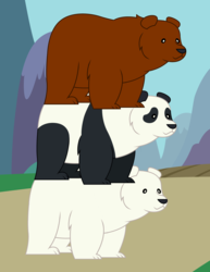 Size: 3312x4296 | Tagged: safe, artist:3d4d, bear, panda, polar bear, barely pony related, grizz, ice bear, panda (we bare bears), reference, we bare bears