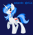 Size: 808x850 | Tagged: safe, artist:gempainter32, oc, oc only, oc:diamond nella, pony, unicorn, base used, blue background, blue mane, bow, diamond, female, heart, horn, looking back, mare, profile, raised hoof, red eyes, simple background, text