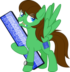 Size: 4200x4372 | Tagged: safe, artist:livehotsun, oc, oc only, oc:rescue mission, pegasus, pony, absurd resolution, fan button, male, paintbrush, simple background, solo, stallion, transparent background, vector, watch