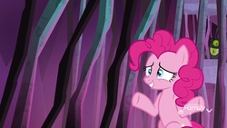 Size: 1920x1080 | Tagged: safe, screencap, pinkie pie, earth pony, pony, g4, school raze, cage, female, mare, shrug, solo, tartarus