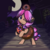 Size: 2000x2000 | Tagged: safe, artist:lockhe4rt, kettle corn, earth pony, pony, g4, clothes, costume, cute, donut, female, filly, food, full moon, halloween, halloween costume, high res, hnnng, holiday, jack-o-lantern, moon, one eye closed, pumpkin, pumpkin bucket, solo, tongue out, wink