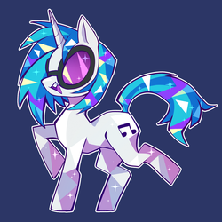 Size: 1000x1000 | Tagged: safe, artist:techycutie, dj pon-3, vinyl scratch, crystal pony, pony, g4, official, female, for fans by fans, full body, merchandise, solo, sparkles, walking
