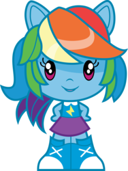 Size: 3000x3989 | Tagged: safe, artist:cloudy glow, part of a set, rainbow dash, equestria girls, g4, my little pony equestria girls: better together, boots, chibi, clothes, cute, cutie mark crew, dashabetes, female, high res, looking at you, open mouth, ponied up, shoes, simple background, skirt, solo, toy, transparent background, vector