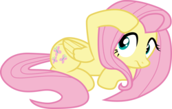 Size: 4710x3000 | Tagged: safe, artist:cloudy glow, fluttershy, pegasus, pony, for whom the sweetie belle toils, g4, cute, female, folded wings, looking sideways, mare, prone, shyabetes, simple background, solo, transparent background, vector, wings
