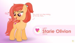 Size: 4698x2750 | Tagged: safe, artist:potato22, oc, oc only, oc:starie olivion, pony, blushing, dialogue, gradient background, looking away, simple background, solo
