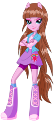 Size: 1200x2644 | Tagged: safe, artist:rosesweety, equestria girls, g4, blossom hart, boots, clothes, compression shorts, crossed arms, ears, female, long hair, shoes, shorts, simple background, skirt, solo, transparent background, vector