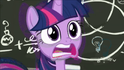 Size: 600x338 | Tagged: safe, screencap, twilight sparkle, alicorn, pony, best gift ever, animated, chalkboard, derp, discovery family logo, faic, female, lightbulb, mare, pudding face, solo, twilight snapple, twilight sparkle (alicorn), wat