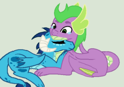Size: 493x346 | Tagged: safe, artist:mlpwolfgrl123, princess ember, spike, dragon, g4, female, male, ship:emberspike, shipping, story included, straight, winged spike, wings